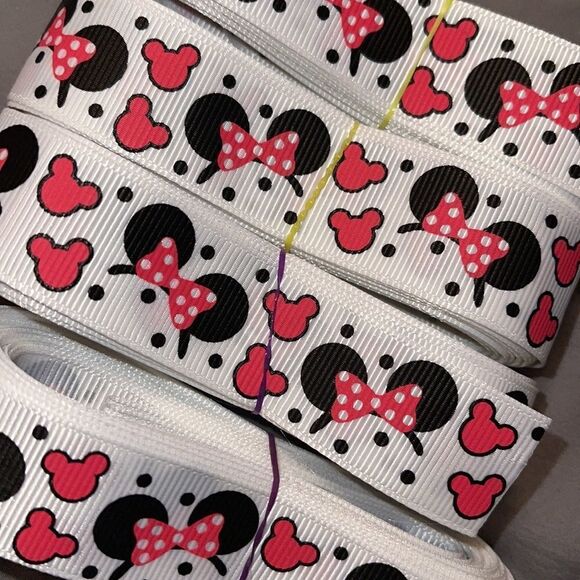 Grosgrain Ribbon 7/8” 5 yards 5/$20 Minnie Mouse ears headband bow polka dots - Picture 2 of 9